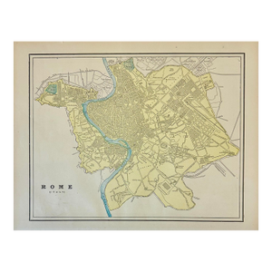 Rome, Italy, Original Map by Cram, 1889