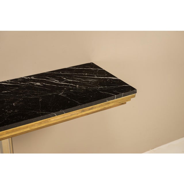 Black Console Table in Acrylic Glass, Brass and Marble from Belgochrom, 1970s For Sale - Image 8 of 13