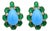 Natural Emerald, Turquoise, & Diamond Earring in 14k Gold For Sale