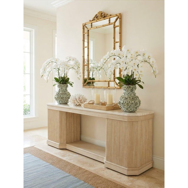 Celadon Pair of Vintage Italian Hand-Sculpted Floral Encrusted Ceramic Vases For Sale - Image 8 of 12
