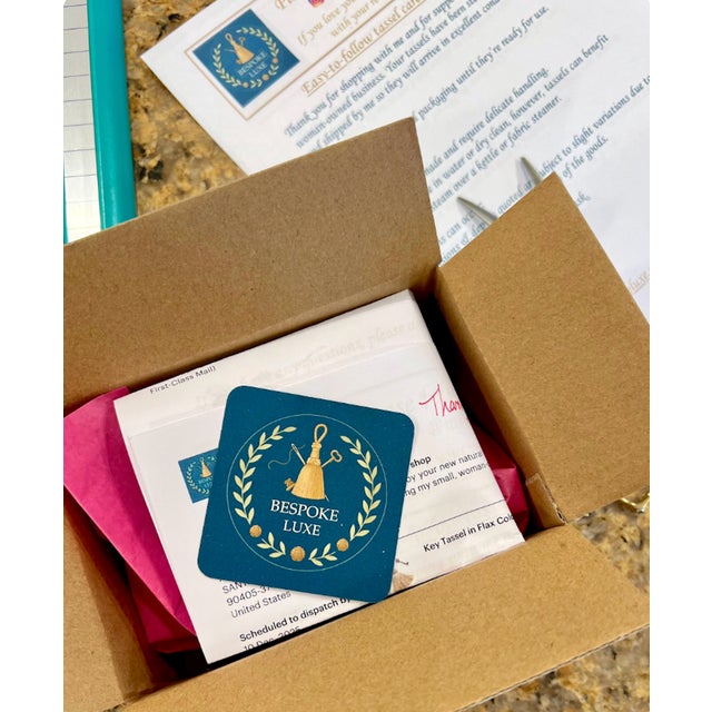 Dove Gray Satin Key Tassel With Platinum Velvet and Gimp Details For Sale - Image 14 of 15