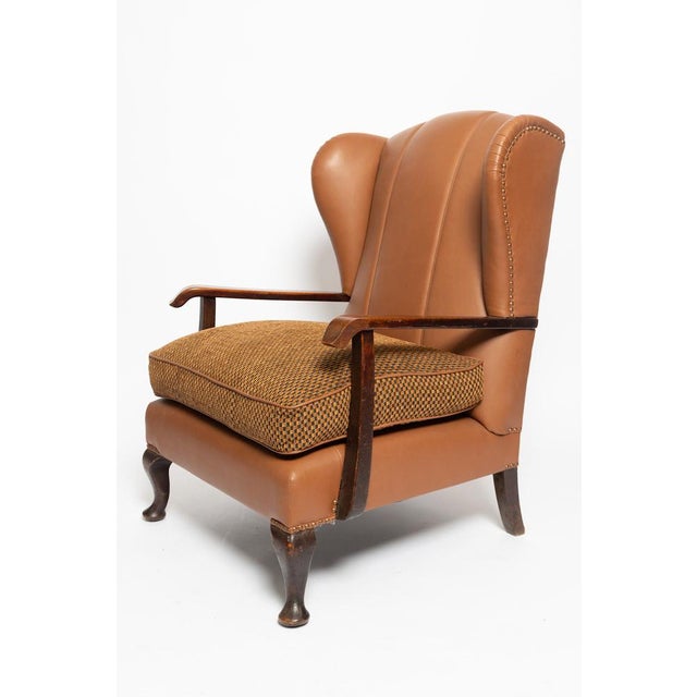 Antique Comfortable Fireside Chair with Wooden Armrests and Loose Genuine Down Cushion, 1900s For Sale - Image 18 of 18