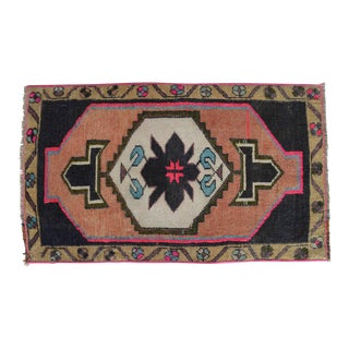 1970s Vintage Hand-Made Petite Rug Turkish Doormat - 18'' X 30'' For Sale