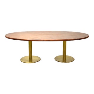 Walnut & Brass MCM Dining Table For Sale