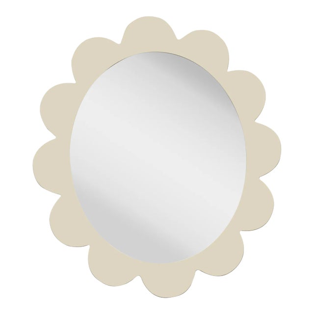 Fleur Home Carnival Iris Oval Mirror in Delaware Putty, 27x22 For Sale