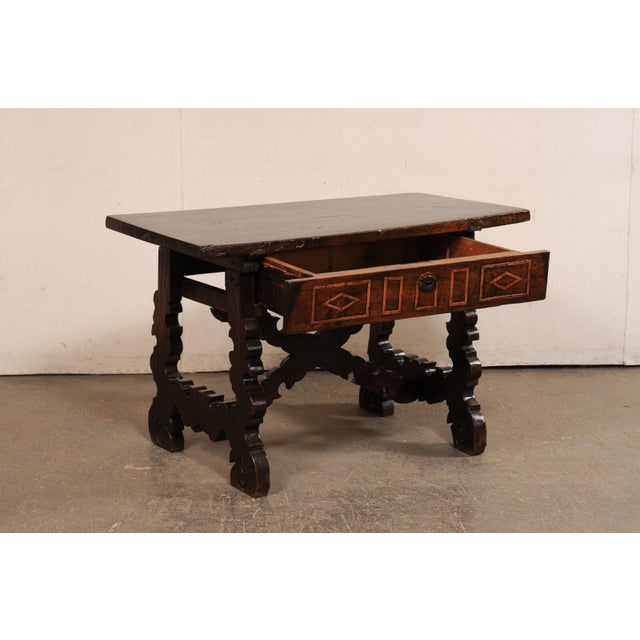 18th Century 18th C. Spanish Carved Trestle-Leg Table For Sale - Image 5 of 12