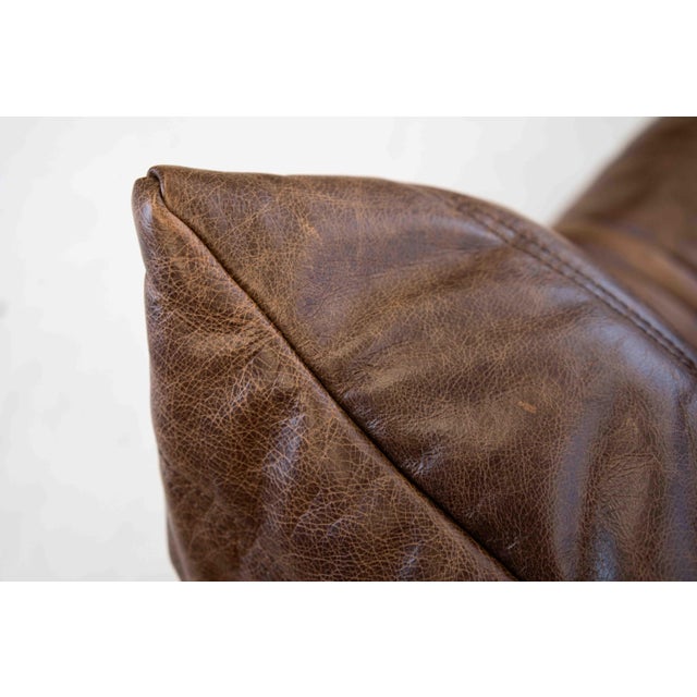 Not Yet Made - Made To Order Vintage Two-Seater Togo Sofa with Arms in Brown Leather by Michel Ducaroy for Ligne Roset, 1970s For Sale - Image 5 of 18