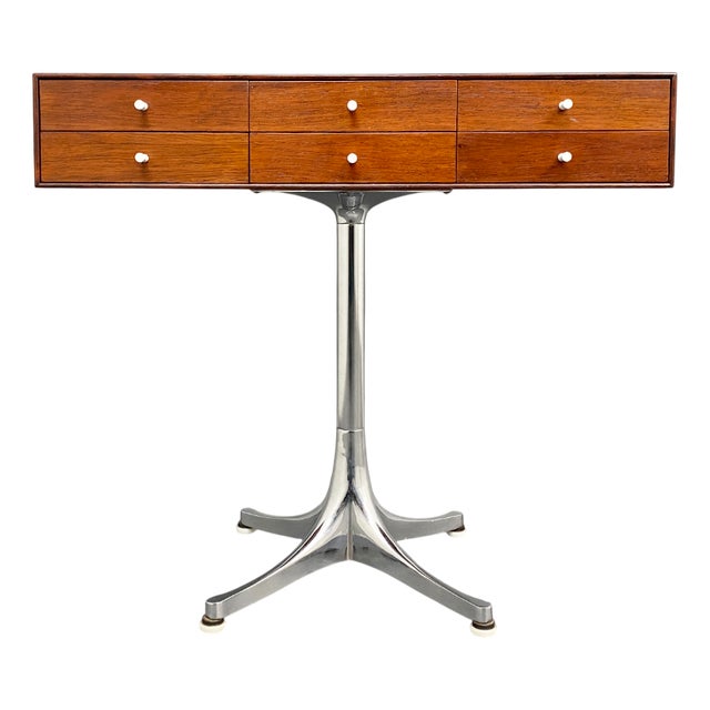 Small Chest of 6 Drawers in Teak with Chrome-Plated Base by George Nelson for Herman Miller, USA, 1950s For Sale