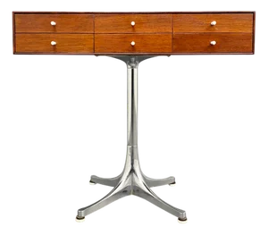 Small Chest of 6 Drawers in Teak with Chrome-Plated Base by George Nelson for Herman Miller, USA, 1950s