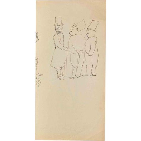 Modern Mino Maccari, The Gentlemen, Charcoal and Watercolor, 1960s For Sale - Image 3 of 3