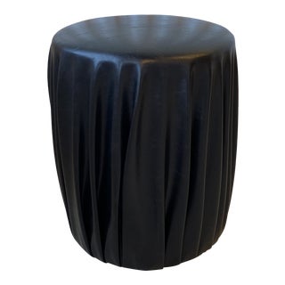 Vintage Vegan Leather Footstool Ottoman For Sale