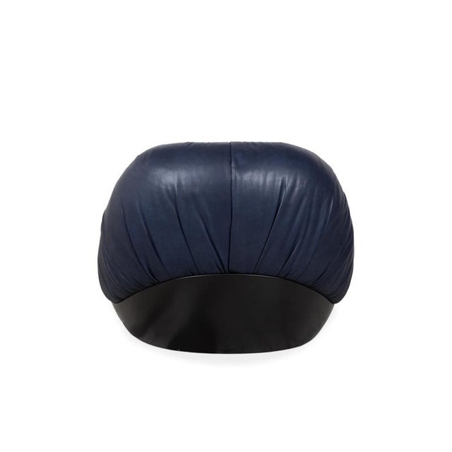 Baxter Barett Leather Armchair Blue For Sale - Image 12 of 13