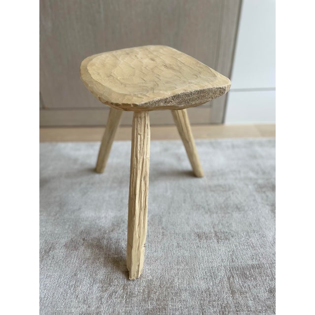 Almond 1950s Vintage Wooden Stool For Sale - Image 8 of 10