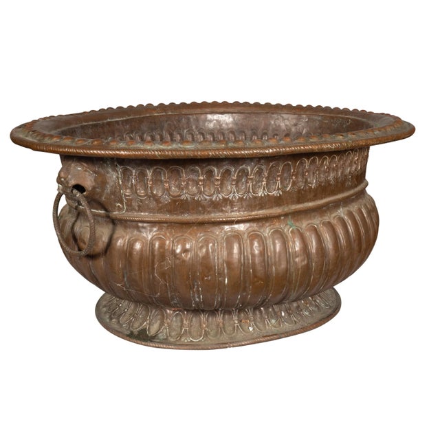 Metal Large Dutch Copper Jardiniere For Sale - Image 7 of 12