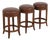 Set of 3 Stickley Cherry Leather Seat Counter Stools For Sale