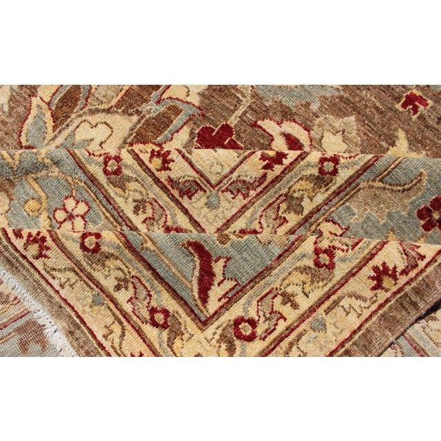 Large Sultanabad Design Vintage Rug With Florals in Brown, Lt. Blue & Red 11' 10" X 14' 9" For Sale - Image 11 of 13