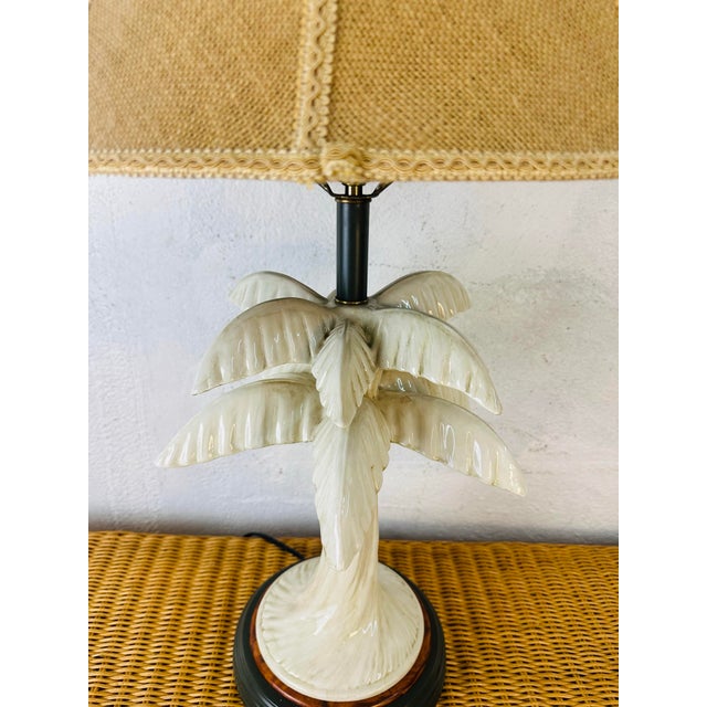 Vintage Ceramic Palm Tree Lamp With Shade For Sale In Charleston - Image 6 of 10