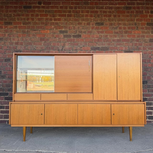 Mid-Century Modern Mid-Century German Large Teak Wall Unit Cabinet Hutch by Munker-Modell For Sale - Image 3 of 12