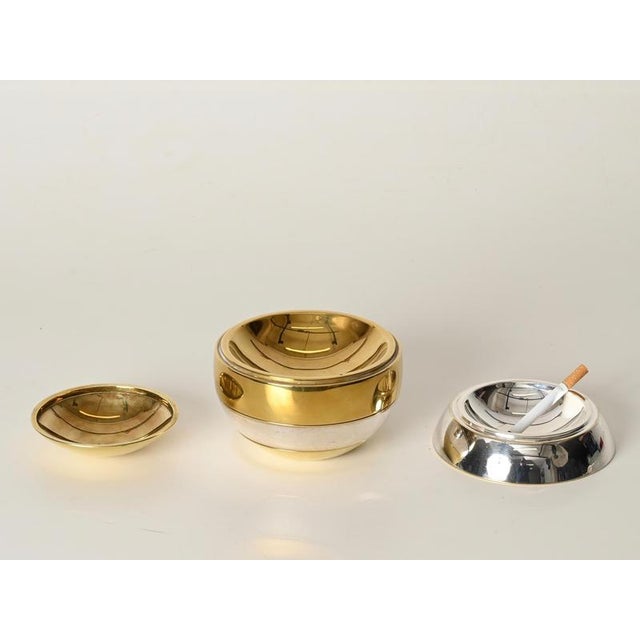 Gold Egg Stackable Ashtray / Catchall in Brass and Chrome by Tommaso Barbi, Italy, 1970s For Sale - Image 8 of 14