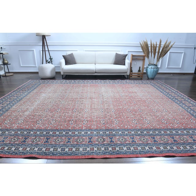 1970s 1970s Vintage Persian Handmade Wool Cotton Light Red Area Rug For Sale - Image 5 of 11