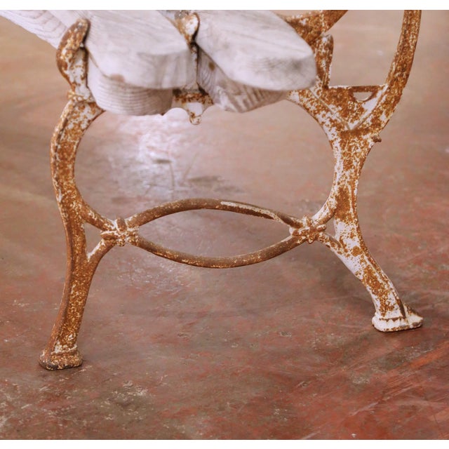 Early 20th Century French Normandy Oak and Iron Garden Bench For Sale - Image 4 of 9