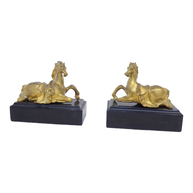 19th Century Gilded Bronze Horses - A Pair For Sale