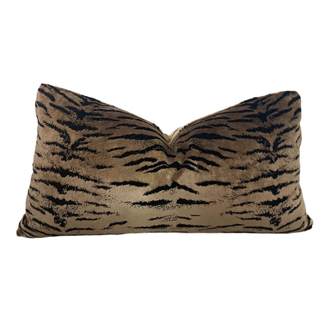Contemporary Animalia Velour Velvet Lumbar Pillows - A Pair For Sale - Image 3 of 4