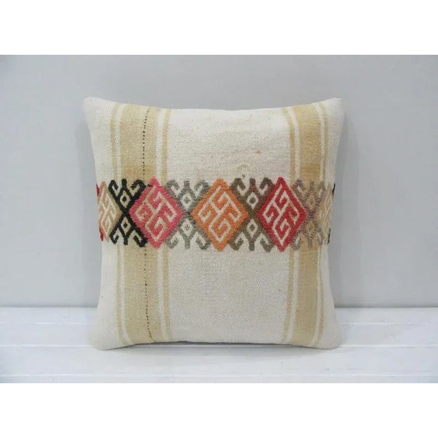 Handmade Embroidered Kilim Pillow For Sale - Image 4 of 4