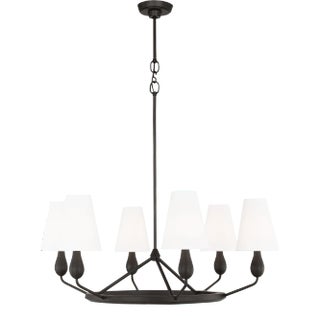 Thomas O'Brien by Visual Comfort Studio Ziba 6-Light Medium Chandelier in Aged Iron For Sale