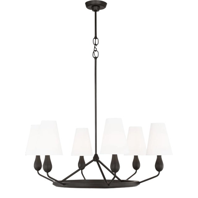 Thomas O'Brien by Visual Comfort Studio Ziba 6-Light Medium Chandelier in Aged Iron For Sale