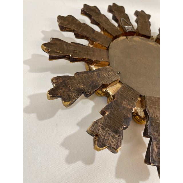 Mid 20th Century 12" French Giltwood Sunburst Mirror With Mirror Inlays For Sale - Image 13 of 17