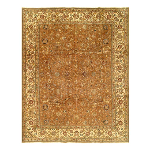 Light Brown Fine Hand Knotted Vintage Tabriz 9'9'' X 12'8'' For Sale In Washington DC - Image 6 of 7