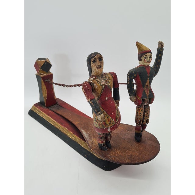Wooden Folk Moving Toy Dancing Couple in Polychrome, 1900 For Sale - Image 13 of 15