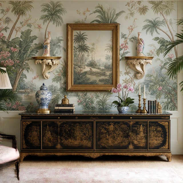Offering a pair of large wall sconce shelves with crackle finish, circa 1980s. These tan colored sconces are made of...