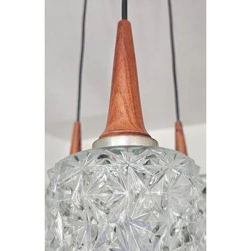 Mid-Century Modern Teak, Rosewood and Crystal Spider or Cascade Chandelier, 1960s For Sale - Image 3 of 8