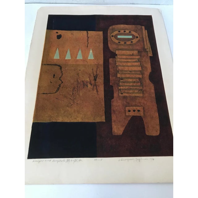 Signed lower right outside of block, 'Hiroyuki Tajima' (Japanese, 1911-1984) and dated 1974 with limitation and number,...