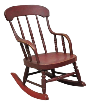 Antique American Primitive Spindle Back Small Child's Rocker Rocking Chair