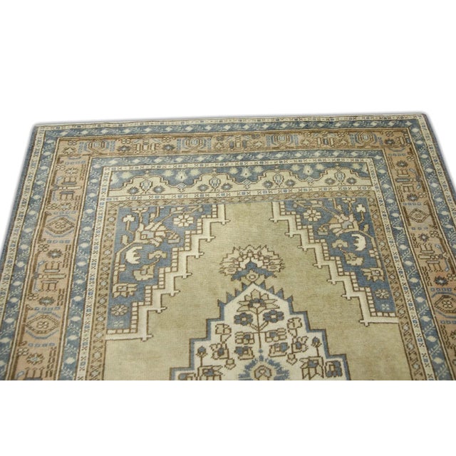 Blue & Brown Handwoven Vintage Turkish Rug 4'8" X 7'9" For Sale - Image 4 of 6