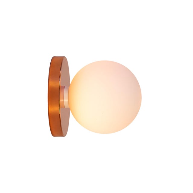 Globe Bathroom Sconce, Copper, 5in Glass Globe, by Research.Lighting, Modern, Minimalist, Contemporary, Led Wall Light For Sale In New York - Image 6 of 6