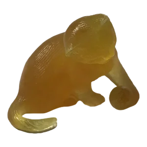2000’s Daum French Crystal Cat With Ball in Caramel