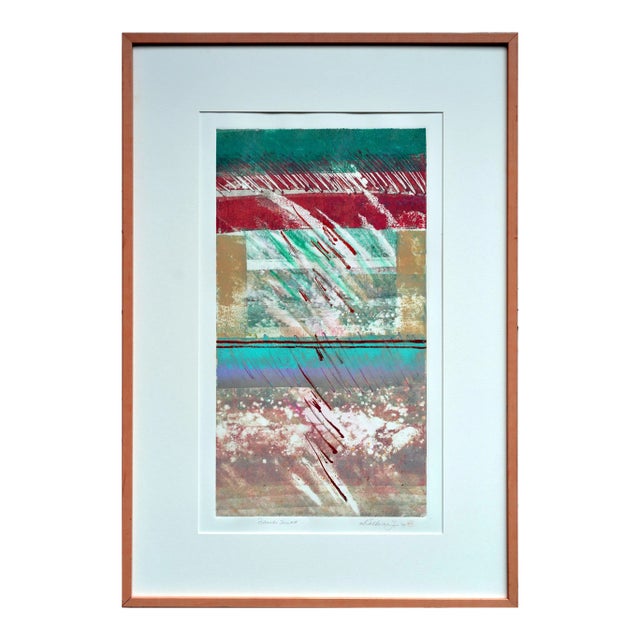 1980s Pastel Fireworks Abstract Oil Painting by Katherine Chang, Framed Liu For Sale