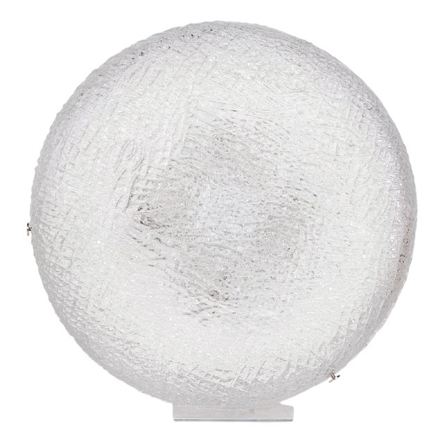 Round Frosted Glass Ceiling Light, 1970s For Sale