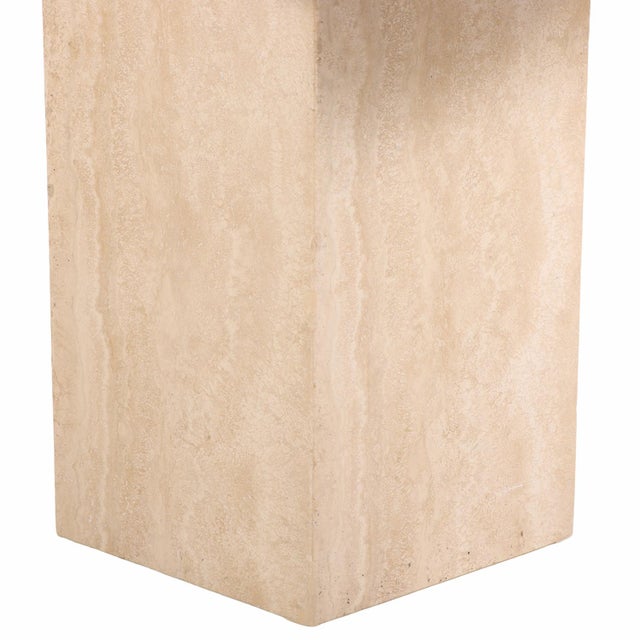 Late 20th Century Late 20th Century Italian Cantilevered Glass and Travertine Side Table For Sale - Image 5 of 7