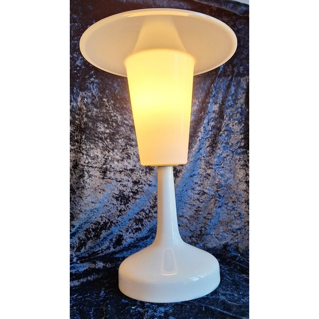 1970s Vintage Table Lamp with White Glazed Porcelain Base, 1970s For Sale - Image 5 of 8
