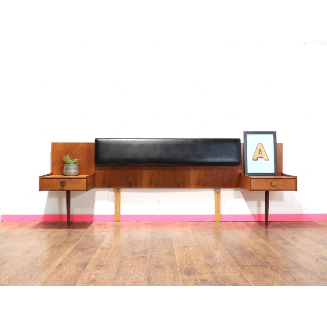 1960s Mid Century Modern Vintage Teak Bedside Tables and Headboard by G Plan Kofod Larsen For Sale - Image 11 of 13