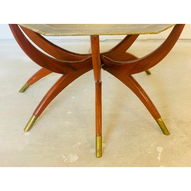 Midcentury Modern Spiderleg Table Octagonal Brass Tray For Sale In Phoenix - Image 6 of 7
