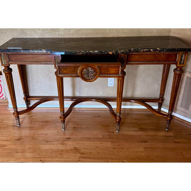 French Louis XVI Inspired Henredon Marble Top Console For Sale - Image 9 of 12