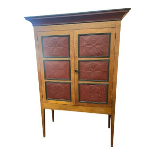 Early American Style Tiger Maple and Poplar Pie Safe With Punched Tin For Sale