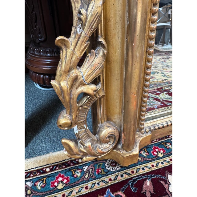 French Louis XVI-Style Giltwood Trumeau Mirror For Sale - Image 3 of 12