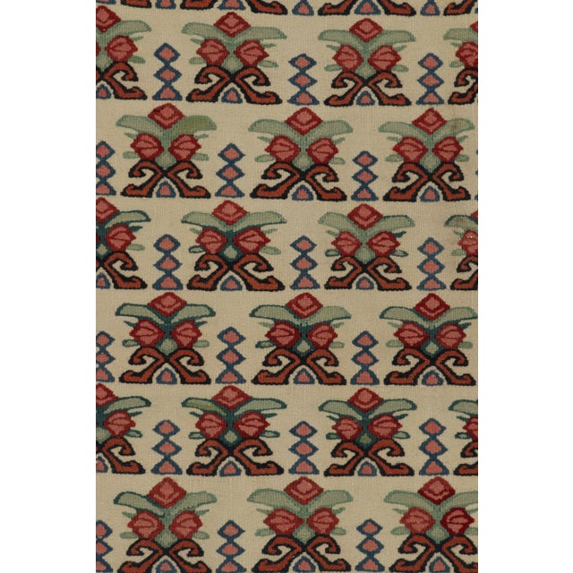 Vintage Persian Senneh Kilim Rug in Beige With Red, and Green Tribal Patterns For Sale In New York - Image 6 of 8